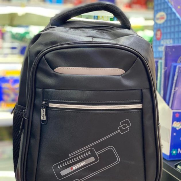 حقيبة ظهر سوداء يومية من النايلون مطرزة، شبابية وعملية